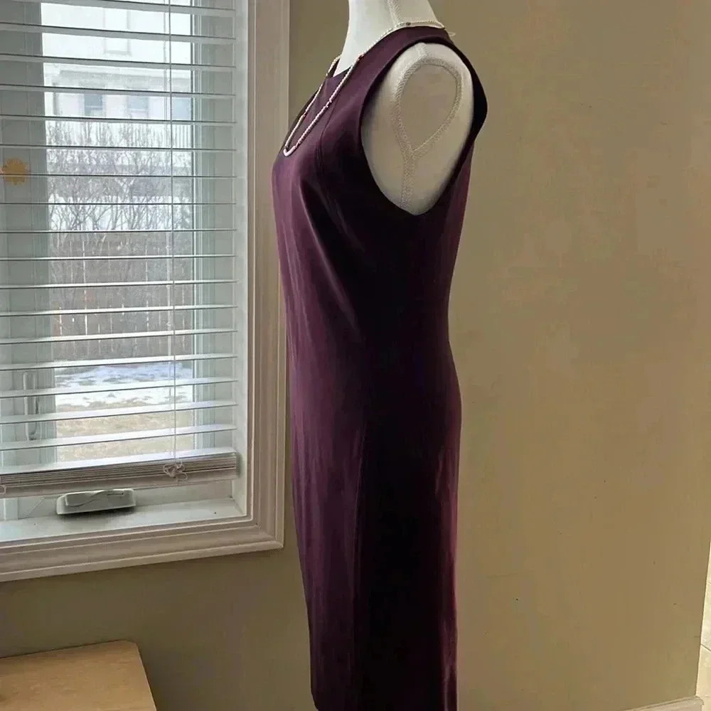 [10]Babaton Burgundy Sleeveless Rayon Blend  MIDI Dress - Picture 6 of 14